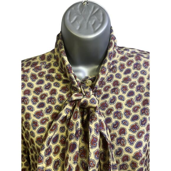 Evan Picone Petites Vintage 1980's Paisley Print Long Sleeve Blouse Bow Size 8 - Picture 3 of 10